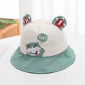 Kids color-block bucket hat in beige and green featuring cute cartoon embroidery - Baby (Approx 1-4 Years Old) / Frog Grass Green