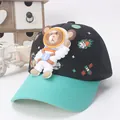 Black and mint green kids baseball cap featuring 3D silicone space bear and galaxy prints - Kids Adjustable / Black and Green