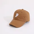 Adjustable brown cotton baseball cap for kids with white embroidered letter P - Kids (Approx. 2-8 Years) / Letter P Coffee