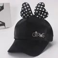 Casquette de baseball noire pour filles avec un grand nœud à pois et lettrage GIRLS en cristal - Enfants (environ 3-8 ans) / Noir