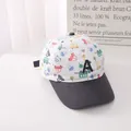 Casquette enfant en coton blanc avec motifs voitures et broderie lettre A en relief - Bébé / Bord Gris Avec Lettre A