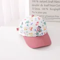 Casquette de baseball enfant rose et blanche avec motifs voitures et lettre A brodée - Bébé / Bord Rose Avec Lettre A