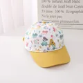 Kids baseball cap with colorful car patterns and yellow brim featuring letter A embroidery - Baby / Yellow Brim With Letter A