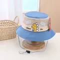 Kids sky blue mesh sun hat with dinosaur embroidery and adjustable windproof strap - Kids / Sky Blue