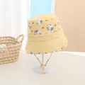 Kids yellow bucket hat with unicorn print and adjustable chin strap for outdoor protection - 1-5 Years / Yellow