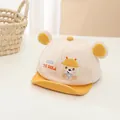Berretto neonato crema e giallo con ricamo a forma di orso e graziose orecchie - 0-3 Anni / Giallo