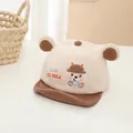 Berretto da baseball beige per neonati con orecchie da orso e ricami carini - 0-3 Anni / Caffè Chiaro
