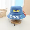 Blue kids bucket hat with yellow WoW lettering and cartoon dinosaur embroidery - Baby (3-8 Years) / Blue