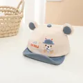 Cappellino neonato con orsetto beige e blu, visiera morbida e orecchie decorative - 0-3 Anni / Blu grigio