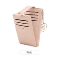 Rosafarbener PU-Leder Kartenhalter mit Goldreißverschluss und Schlüsselanhänger - Rosa