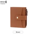 Damen Geldbörse in Braun mit RFID-Schutz, kurzes Design und litchi Textur aus Leder - Braun