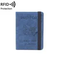 Étui de passeport RFID bleu foncé avec texture marbre et sceau des États-Unis - Bleu