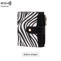 Short RFID blocking wallet with zebra stripes pattern and black faux leather detail - Zebra Print