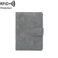 Portefeuille passeport gris avec protection RFID et fermeture à pression en similicuir - Gris
