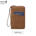 Portefeuille passeport marron clair avec protection RFID et fermeture à glissière - Brun Clair