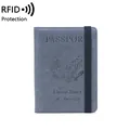 Protège-passeport gris RFID avec emblème US et fermeture par élastique - Gris