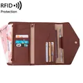 Brown RFID blocking travel passport holder with multiple card slots and pen loop - Coffee