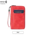 Porte-passeport rouge vintage avec protection RFID et grande capacité pour le voyage - Rouge
