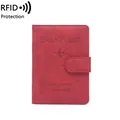 Funda roja para pasaporte con RFID, diseño de avión y cierre de hebilla seguro - Rojo