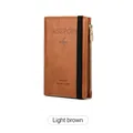 Light brown RFID travel passport wallet with zipper pocket and black elastic band - Light Brown