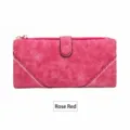 Damen Langbörse in Rosérot mit Reißverschluss und Schnallenverschluss mattiert - Fuchsia