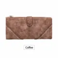 Lange Damen Geldbörse in Kaffeebraun mit matter Oberfläche und Reißverschluss-Detail - Kaffeebraun