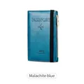 Malachite blue PU leather travel passport wallet with elastic strap and side zipper pocket - Teal