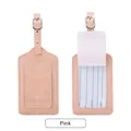 Étiquette à bagages rose en cuir PU avec sangle à boucle et porte-carte d'identité - Rose