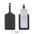 Étiquette à bagages en cuir PU noir avec boucle métallique et rabat de confidentialité - Noir
