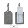 Étiquette de bagage en cuir PU gris avec rabat de confidentialité et sangle bouclée - Gris