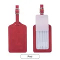 Vibrant red PU leather luggage tag with privacy flap and adjustable buckle strap - Red