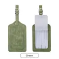 Green PU leather luggage tag with adjustable metal buckle and privacy flap cover - Green