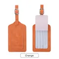 Orange PU leather luggage tag with adjustable buckle strap and identity information card - Orange