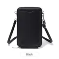 Petit sac à bandoulière noir en cuir grainé pour téléphone avec sangle réglable - Noir