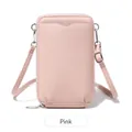 Sac à bandoulière rose pour téléphone en cuir grainé avec sangle réglable - Rose