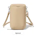 Petit sac bandoulière abricot en cuir grainé pour téléphone avec fermeture éclair argentée - Abricot