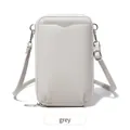 Petit sac bandoulière gris pour téléphone avec texture grainée et fermeture éclair - Gris
