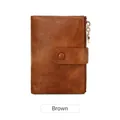 Portefeuille court marron pour femme, pliage triple, double fermeture éclair et cuir rétro - Marron