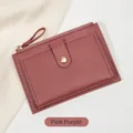 Cartera delgada rosa púrpura minimalista con cremallera dorada para mujer - Rosa Púrpura
