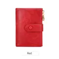 Portefeuille femme rouge en cuir grainé avec pendentif coeur et double fermeture - Rouge