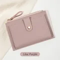 Porte-cartes minimaliste ultra-plat lilas pour femme avec fermeture éclair dorée - Lilas