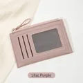 Porte-cartes slim lilas en cuir avec poche zippée et fenêtre d'identification transparente - Lilas