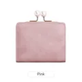 Portefeuille court rose vintage pour femme avec fermoir élégant orné de perles - Rose