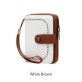 White and brown oil wax leather RFID bifold wallet with wristlet strap for women - White Brown