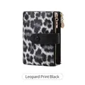 Petit portefeuille femme motif léopard avec double fermeture éclair dorée et boucle noire - Léopard Noir