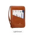 Protège-passeport RFID en cuir marron clair avec dragonne et logo d'avion gravé - Brun Clair