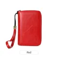 Cartera pasaporte roja con bloqueo RFID en cuero brillante y correa - Rojo
