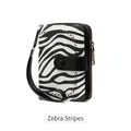 Women's vintage RFID leather wallet featuring black and white zebra pattern with wristlet - Zebra Print