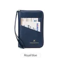 Porte-passeport RFID bleu royal avec fermeture éclair et dragonne de transport - Bleu Saphir