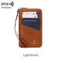 Porte-passeport de voyage en cuir marron clair avec protection RFID et fermeture éclair - Brun Clair